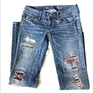 American Eagle Distressed Patchwork Jeans